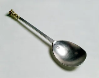 Silberner Apostellöffel mit goldener Siegelspitze, 1668